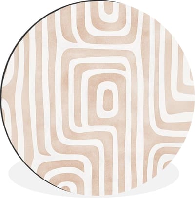 WallCircle - Wandcirkel - Muurcirkel - Decoratief - Labyrint - Beige - Aluminium - Dibond - 30x30 cm - Binnen en Buiten