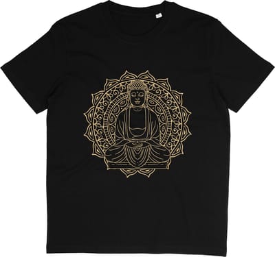 T Shirt Met Mooie Boeddha Print - Yoga - Zwart - Maat S
