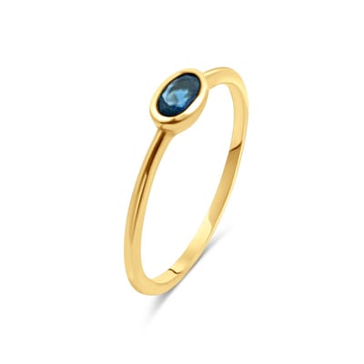 New Bling 9NBSAM-G230359 Gouden Ring met Blauw Safier - Dames - Ovaal - 4x6mm - Maat 54 - 14 Karaat - Goud