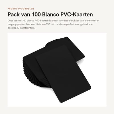 Dailygoods- PVC-kaarten 760 micron - Pack van 100 - Afdrukbaar - ID-kaartprinter - Glanzend - Ideaal voor identiteits- en veiligheidspassen - Identiteitskaarten