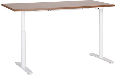 DESTINAS - Elektrisch bureau - Donkerhout/Wit - 160 cm - MDF