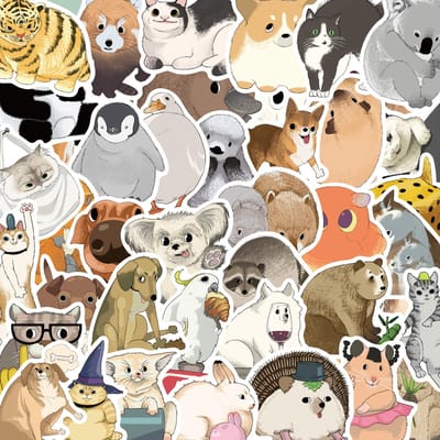 50 STUKS Aquarel Dier Sticker Cartoon Schattig Waterdichte Stickers Creatief Trendy Notitieboek Koelkast Helm Auto Decoratie Speelgoed