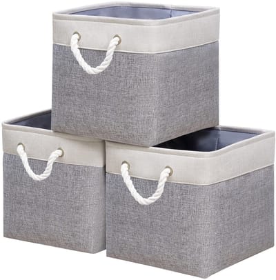 Unyqoos ® Praktische Set van 3 Opvouwbare Opbergmanden met Handvatten voor Diverse Ruimtes