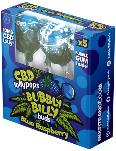 3x Bubbly Billy Buds 10mg CBD Lollipops – Blue Raspberry Gift Box