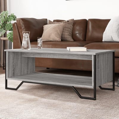 Grijze salontafel - Opbergtafel bijzettafel - Woonkamer inrichten - Ruim opbergvak - 100 x 51 x 40 cm - Grijs Sonoma