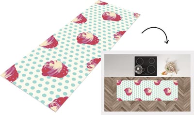 Keukenloper - Loper keuken - Patronen - Cupcake - Eten - 150x50 cm - Keukenloper vinyl