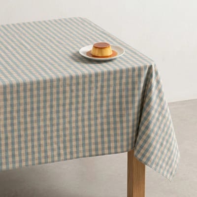 GAMUSI Vlekbestendig Tafelkleed NOVY – Vichyruit – Linnen Look – 140x300 cm – Geel