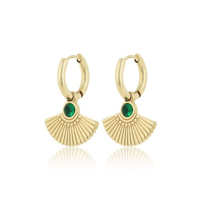 OOZOO Jewellery - Goudkleurige oorringen met een pauw staart - SE-3037