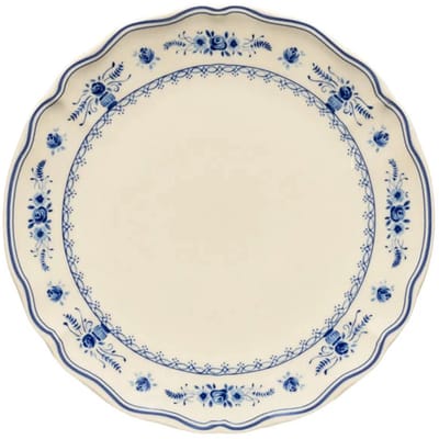 Costa Nova Portugees Aardewerk beige met blauwe bloemen dinerbord 27 cm Vila Beige Blauw