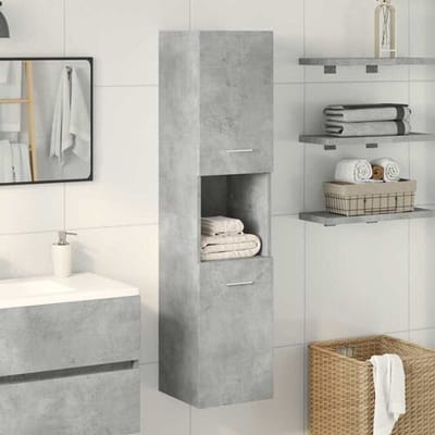 vidaXL - Badkamerwandkast - 30x30x130 - cm - bewerkt - hout - betongrijs