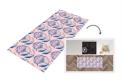 Keukenloper 120x50 cm - Keukenmat vinyl Retro - Design - Bloemen - Keukenmatten loper - Keuken vloerkleed tapijt