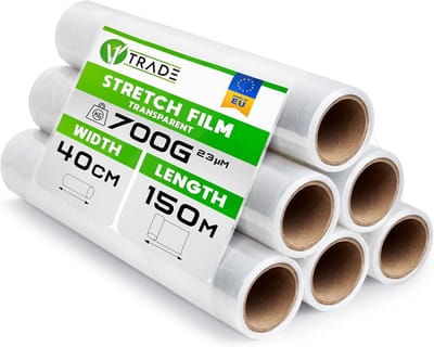 Transparante Stretchfolie Rol - Handstretchfolie voor Verpakking - 100 m/40 cm - Verhuisfolie en Meubelfolie