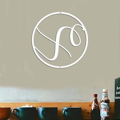 Metalen bord - Monogram huisnummer - Huisdecoratie buiten - Lasergesneden ontwerp - 355 cm - Zwart