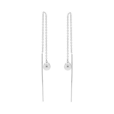 Karma Pull Through Doortrek Oorbellen Pearl Zilver