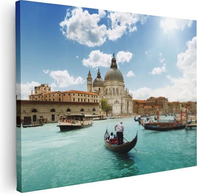 Artaza Canvas Schilderij Gondel Venetië - 40x30 cm - Klein - Wanddecoratie Italië - Muurdecoratie Stad - Kamer Accessoires Canal Grande