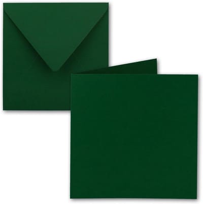 50x Vierkante Lege Kaarten 15x15 cm Donkergroen met Enveloppen - Voor Uitnodigingen en Wenskaarten