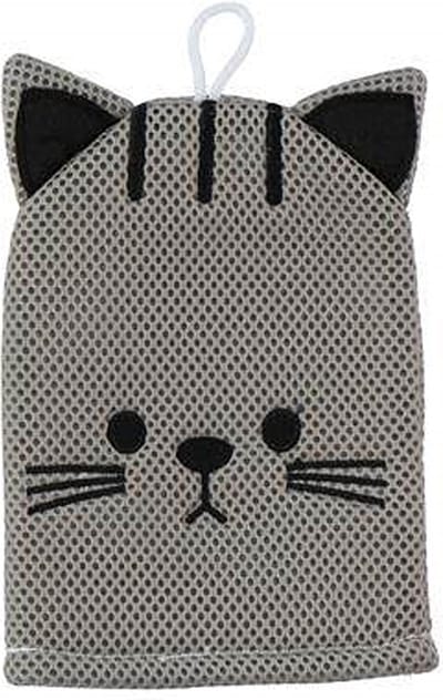 Badhandschoen voor Kinderen en Volwassenen Grijze Poes - Baby Shower Glove - Douche Handschoen - Washandjes Baby