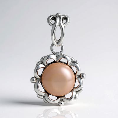 Cavill - Elegante Zilveren Hanger 925 Sterling - Natuurlijke Ronde Parelmoer 9mm - Lichtgewicht - Dames Sieraad - Tijdloos Design