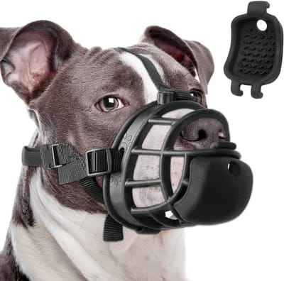 Hondenmuilkorf - Veiligheid Mondstuk - Gedragstraining Hond - Langzaam Voeren Ontwerp - S M L Maten - Zwart