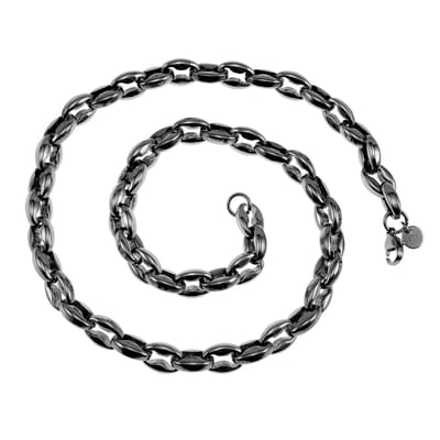 60cm x 10mm Ketting Heren - Koffieboon Ketting - Gepolijst RVS - Brede Koffieboon Schakelketting