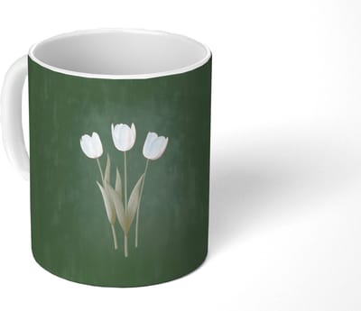 Mok - Koffiemok - Tulpen - Liefde - Donkergroen - Mokken - 350 ML - Beker - Koffiemokken - Theemok