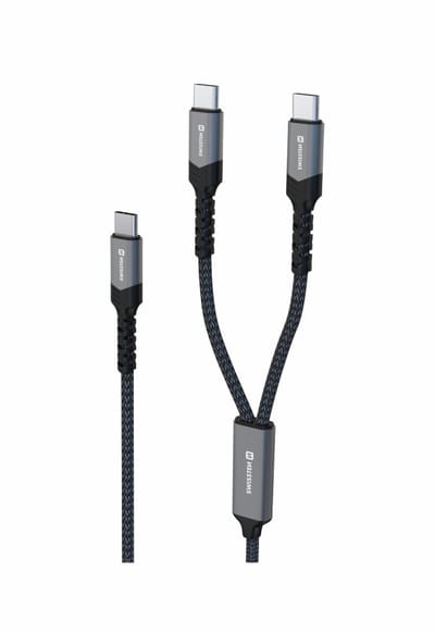 Swissten 2-in-1 USB-C Kabel - 100W Snellader - USB-C naar 2x USB-C Kabel - 1.5M - Geschikt voor Smartphone, Tablet & Laptop - Zwart