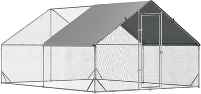 Kippenhok met schaduw voor 8 tot 12 kippen - Buitenverblijf kippen - Kippenren - Staal - 3 x 4 x 2 m