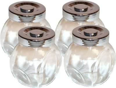 Concorde Kruidenpotjes - 4 stuks - transparant - glas - schroefdeksel - 150 ml