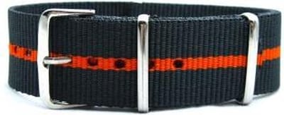 Premium Orange Grey - Nato strap 22mm - Stripe - Horlogeband Oranje Grijs + luxe pouch