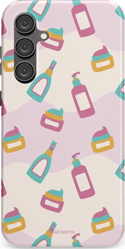 Casetastic Hoesje Geschikt voor Samsung S23 FE - Stijlvolle Beschermende Duo-layer Case - Bubbels & Borstels - Clean Girl - Makeup