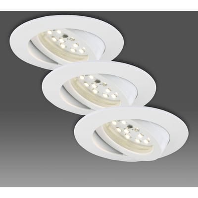 BRILONER ATTACH MOVE - inbouwspots set van 3 - draaibare inbouwarmaturen - 3 x LED / 5W 400lm - lichtkleur: warm wit - inbouwdiepte: 30mm - inbouwmaat: 68mm - product: Ø82mm - wit