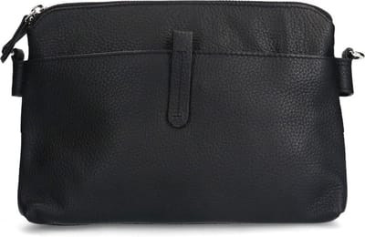 Manfield - Zwarte leren schoudertas