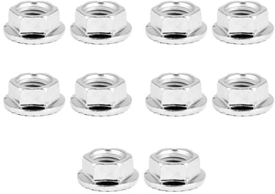 Dailygoods- Flensmoer M10 x 1,25 - Zeskantflensmoeren - 10 Stuks - IJzer-chroom - Corrosiebestendig - Geschikt voor machinebouw - Moeren