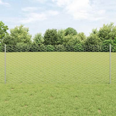 vidaXL - zeshoekig - gaasgek - met - palen - 10 - x - 0,8 - m - Gegalvaniseerd - staal