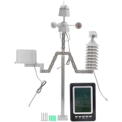 Station météo sans fil avec rétroéclairage LCD, indicateur de vitesse du vent et de précipitations gray