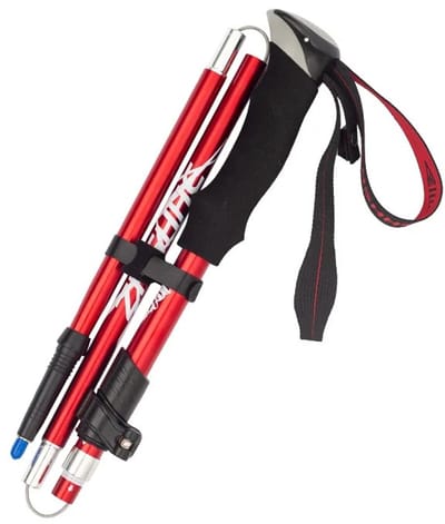 Allero Wandelstok - Wandelstok Opvouwbaar - Trekkingstokken - Rood - 110 tot 130 cm - Verstelbaar - Compact - Lichtgewicht