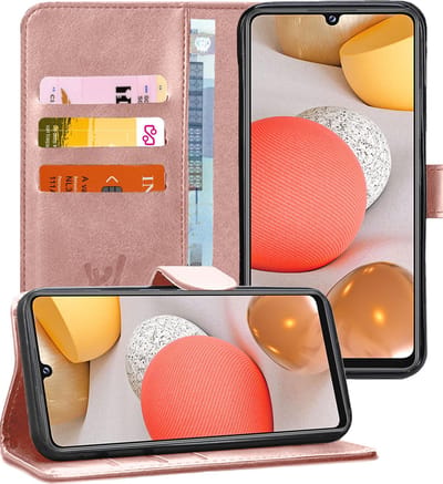 Hoesje geschikt voor Samsung Galaxy A42 - Book Case Kunstleer Pasjeshouder Rosegoud