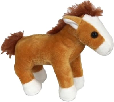 Cornelissen pluche knuffeldier paardje - lichtbruin - 19 cm - boerderijdieren - Paarden knuffels
