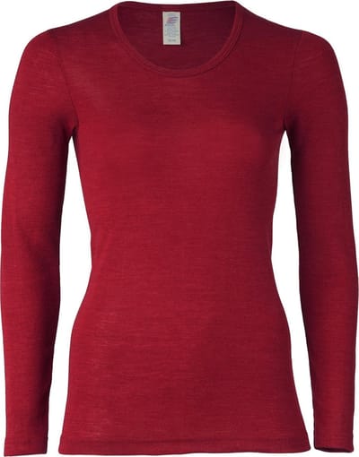 Engel Natur Dames Shirt Lange Mouw Zijde Merino Wol GOTS - wol bordeauxrood 42/44l