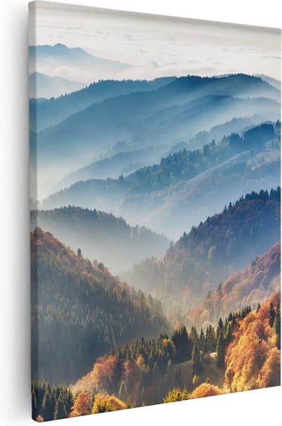 Artaza Canvas Schilderij Bergen - 80x100 cm - Groot - Wanddecoratie Herfst - Muurdecoratie Landschap - Schilderijen Op Canvas Natuur