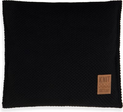 Knit Factory Lynn Sierkussen - Vierkant kussen - Kussen woonkamer - Bank kussen - Decoratie kussen - Zwart - 50x50 cm - Kussenhoes inclusief kussenvulling