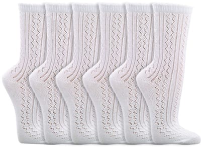 Damessokken | gehaakte sokken | kleur wit | maten 35-38 en 39-42 | per 6 paar