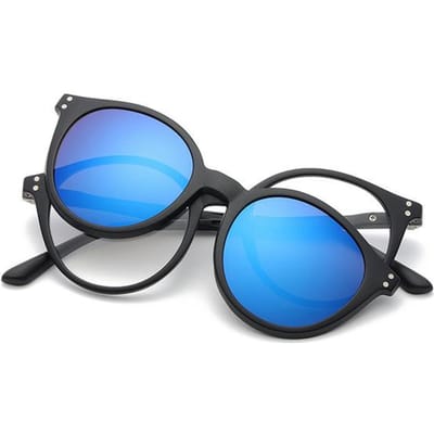 5 In 1 Magnetische Zonnebril Dames Clip-On Bril Heren Rond Sterkte Optisch Leesbril Rijden Zonnebril F 0