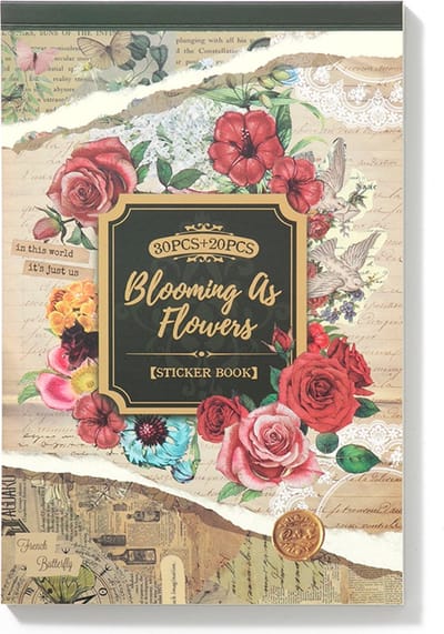 SIMNO® Sticker- en papierset - 50 vellen - Blooming as Flowers