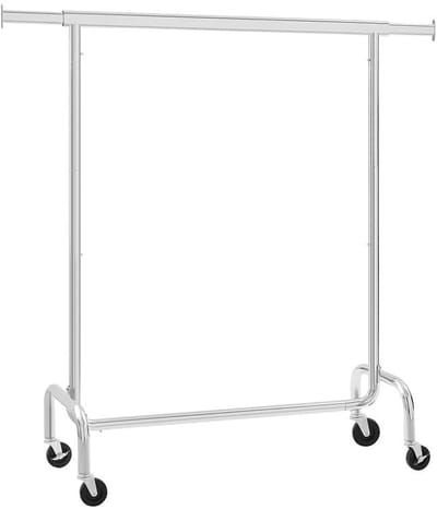 Songmics Serie - Chromen Kledingrek - Verstelbare Stang - Versterkte Wielen - Stabiele Constructie
