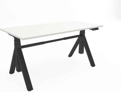 Zit-sta bureau Ypsos met Y-poot breed 120CM frame Aluminium (RAL9006) blad Logan eiken