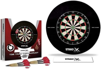 Dartbord Set - Sisal Bord - Wedstrijd Darten - Met Surround - 6 Darts - Rood