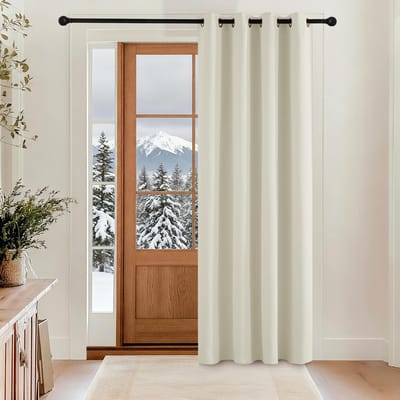 Kant en Klaar, Verduisterende Gordijnen, Warmte- en Koude-Isolerende Thermische Gordijnen, Geschikt voor Woonkamer, Slaapkamer met Ringen,140B x 210H cm (1 Panelen),Lichtbeige