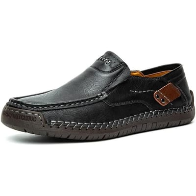 Verkoper Nieuwe Comfortabele Heren Loafers Instappers Leren Schoenen Heren Flats Uitverkoop Outdoor Wandelschoenen Man Zapatos De Hombre 39 black