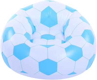 Opblaasbare Voetbalstoel - Zitzak Bank - Ontspannen Zitten - Ergonomisch Ontwerp - 110x110x85cm - Blauw